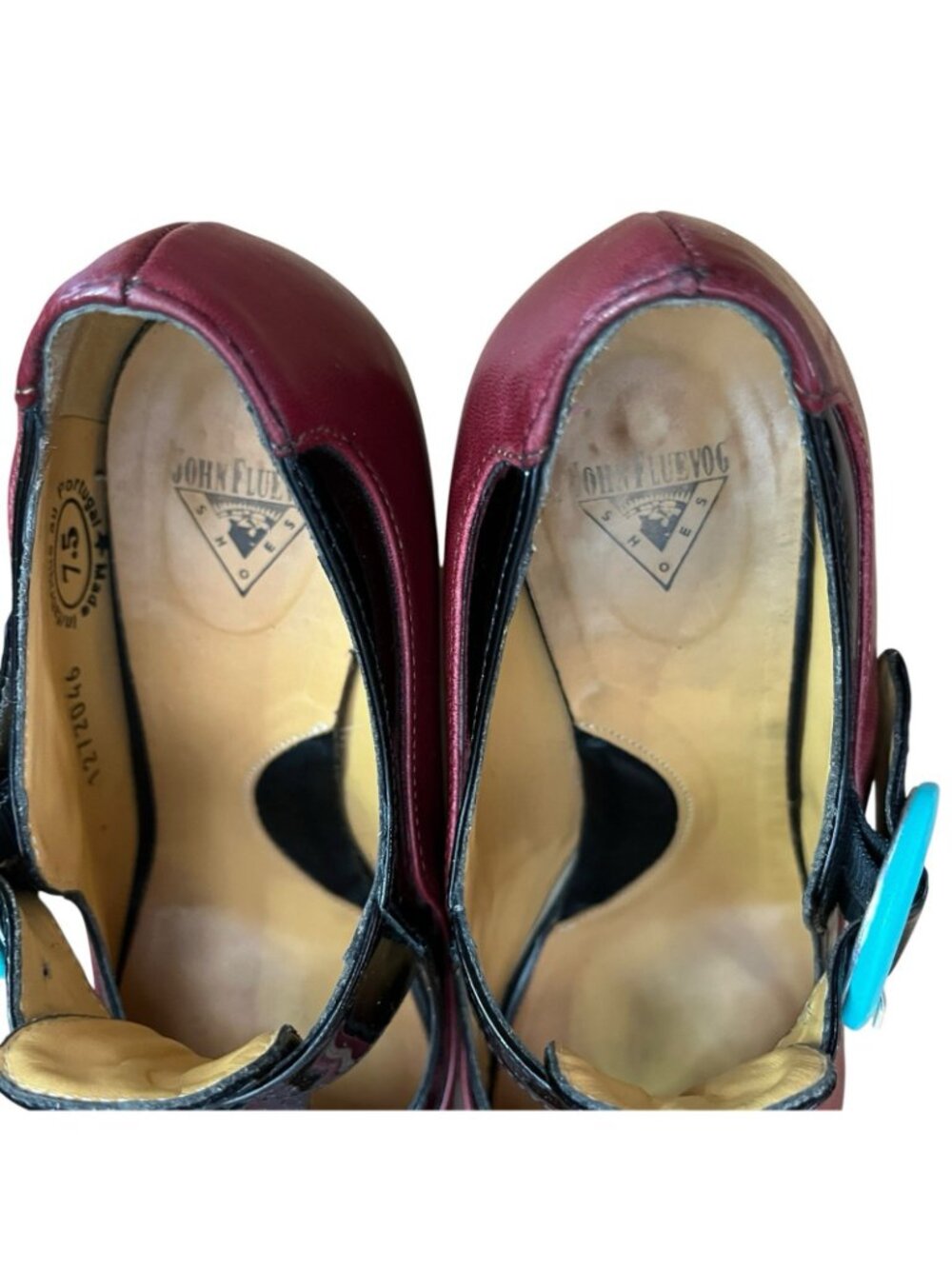 John Fluevog Arbus Leather T-Strap Heels In Red Women Sz 7.5 - Picture 10 of 15